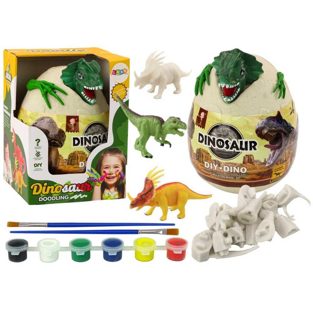 Egg with dinosaurs for painting DIY paint brushes green