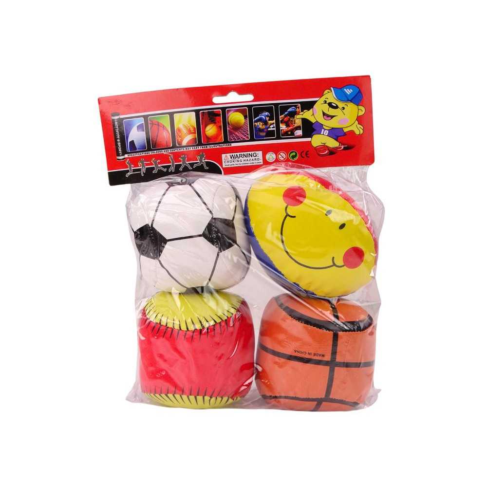 Soft Sports Balls Basketball Rugby Football Baseball Set of 4.