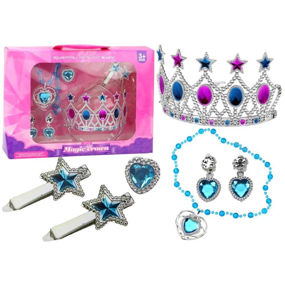 Set of Little Princess Crown Earrings Necklace Ring Clips