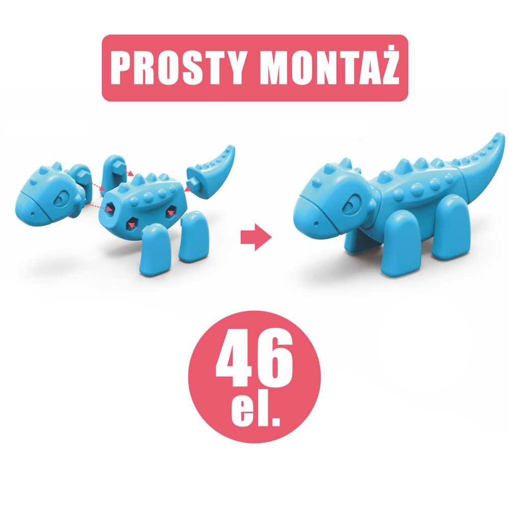 WOOPIE Zestaw Konstrukcyjny 2w1 Gra Planszowa Dinozaury + Kostka 46 el.					