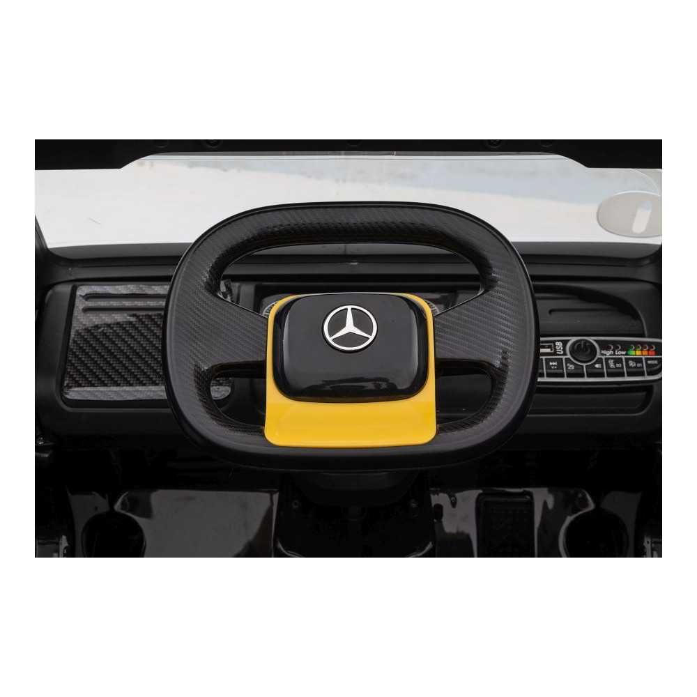 Elektromobilis Mercedes + puspriekabė XMX622B LCD, Yellow-Elektromobiliai vaikams, Sunkvežimiai-e-vaikas