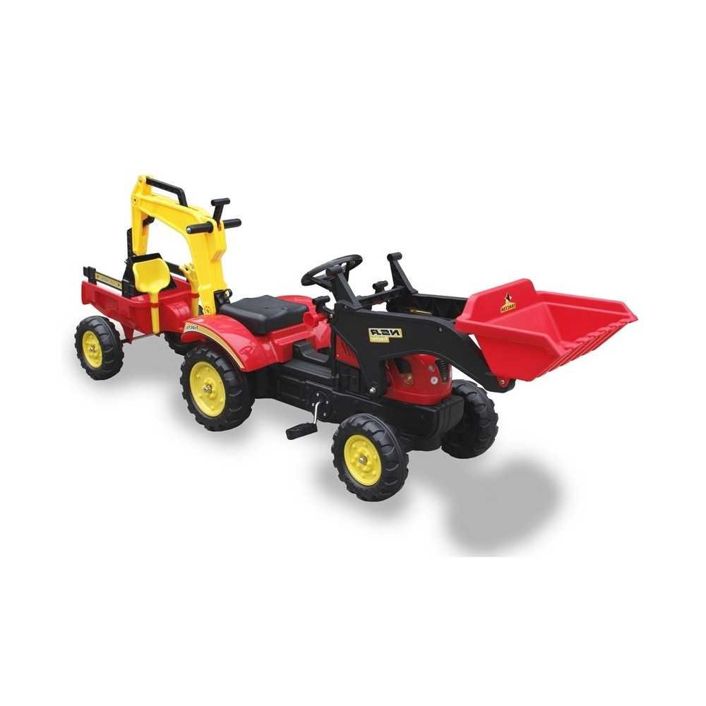 Tractor with Trailer and Pedal Bucket Benson Red