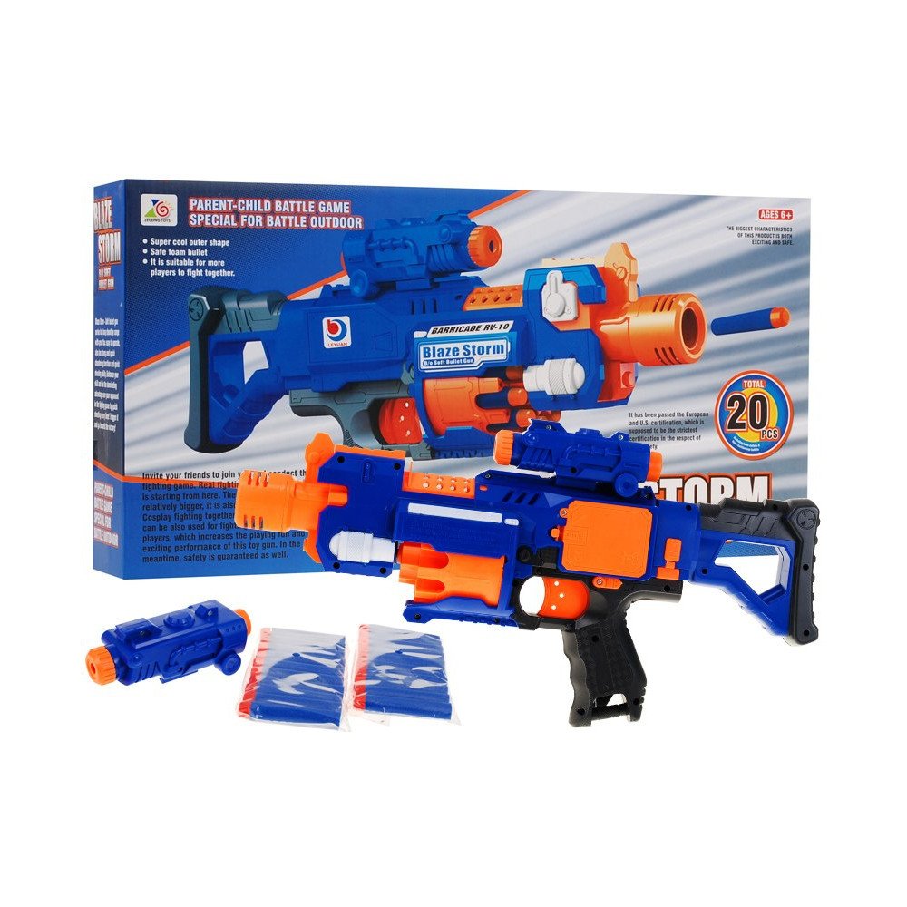 Greitašaudis šautuvas vaikams 8+ Blaze Storm 20 ilgų putplasčio kulkų + taikinys + flakonas-RAMIZ-e-vaikas