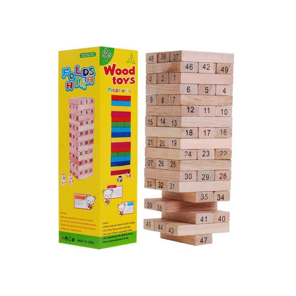 Šeimyninis arkadinis žaidimas "Jenga" suaugusiesiems ir vaikams 3+ Medinių kaladėlių bokštas-RAMIZ-e-vaikas