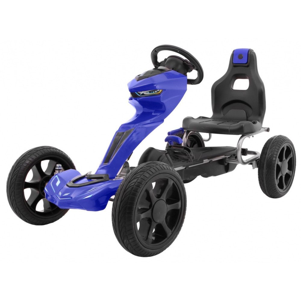 "Grand Ride" pedalinis kartingas vaikams 3+ Mėlyna + EVA ratai + Reguliuojama sėdynė + Rankinis stabdis-Judėjimui, Minami kartin