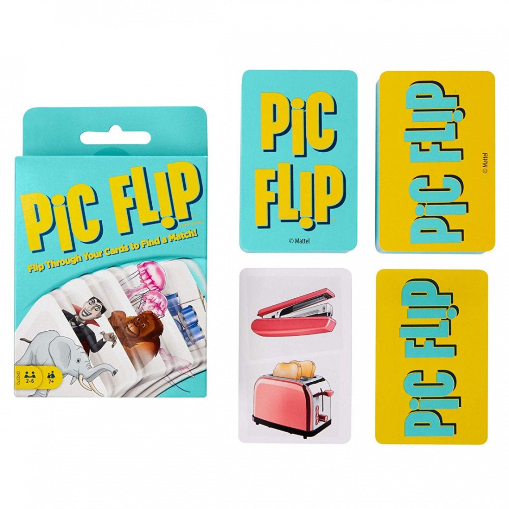 Loginis kortų žaidimas "Pic Flip" 7+ vaikams Asociatyvinis žaidimas + 110 paveikslėlių kortelių-RAMIZ-e-vaikas