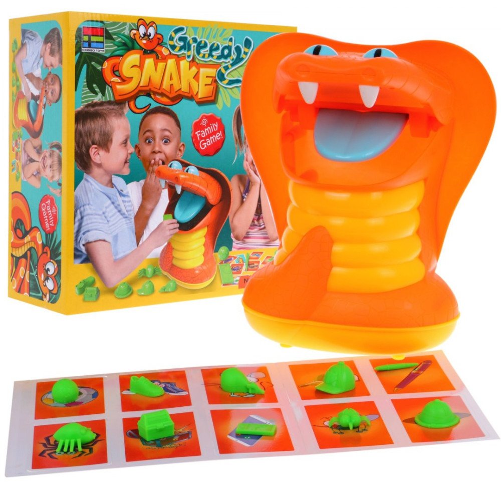 "Hungry Snake" arkadinis žaidimas vaikams 3+ Formos atpažinimas + 10 figūrėlių + 10 kortelių + Uždarymo burna-RAMIZ-e-vaikas