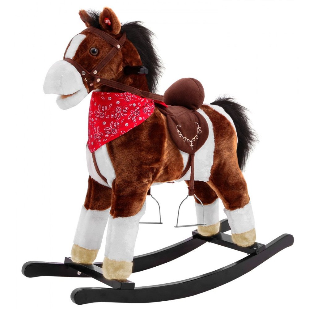 Vaikiškas supamasis arklys kaubojus Tamsiai ruda + interaktyvios funkcijos-RAMIZ-e-vaikas