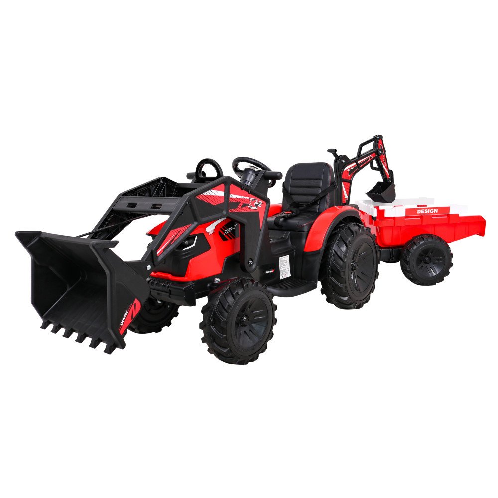 Traktoriaus priekaba 720-T Raudona-Elektromobiliai vaikams, Traktoriai-e-vaikas
