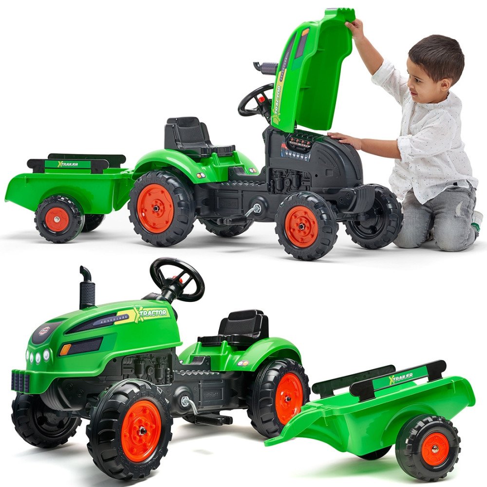 FALK Traktorius X Traktorius žalias su priekaba Ragelis nuo 2 metų