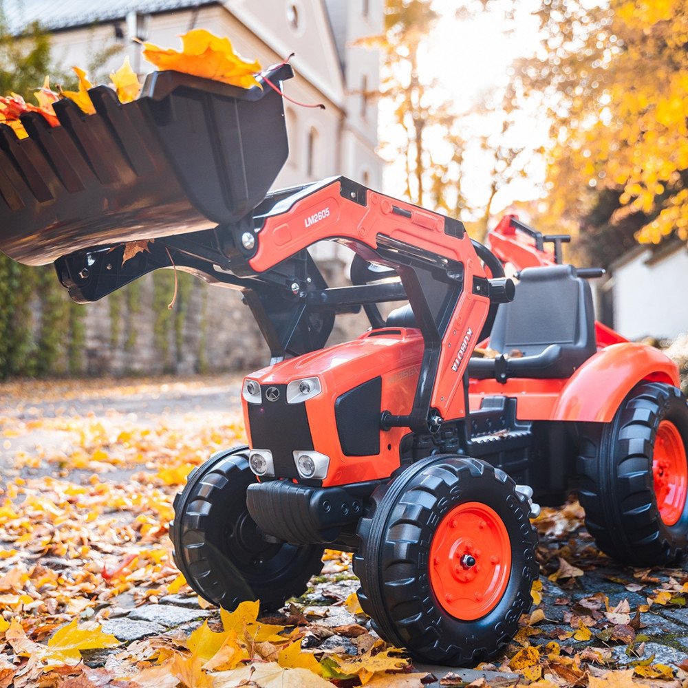 FALK Kubota traktorius oranžinis su priekaba nuo 3 metų-Judėjimui, Minami traktoriai ir jų priedai-e-vaikas