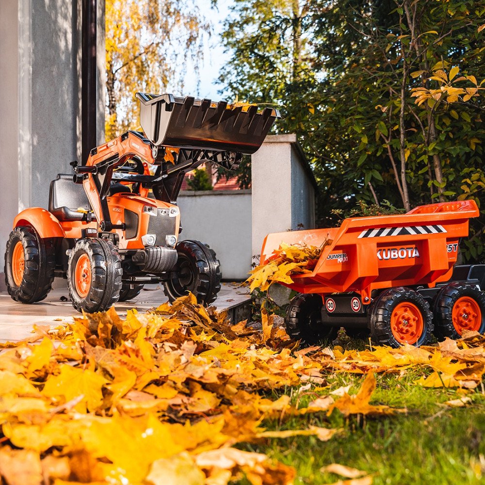 FALK Kubota traktorius oranžinis su priekaba nuo 3 metų-Judėjimui, Minami traktoriai ir jų priedai-e-vaikas