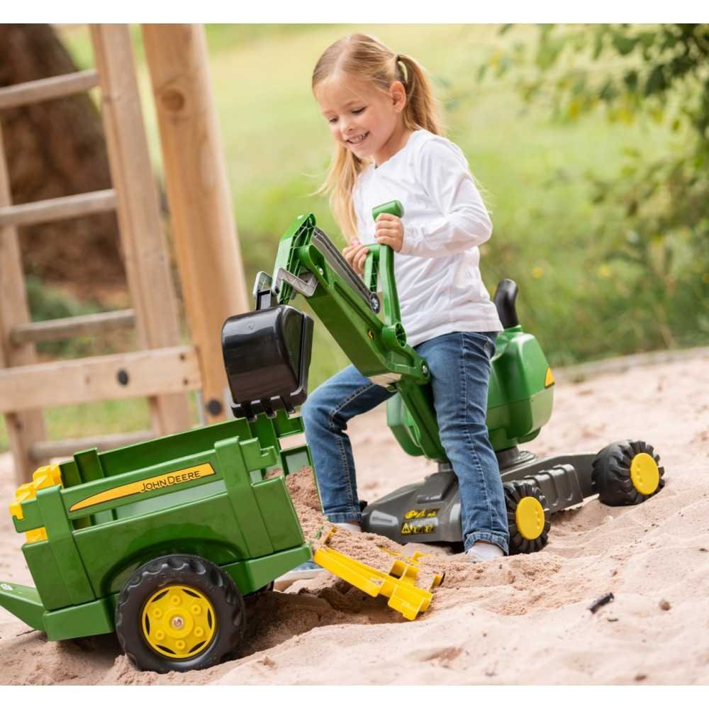 Rolly Toys rollyDigger John Deere savaeigis ekskavatorius-Judėjimui, Paspiriamosios mašinėlės ir jų priedai, Paspiriamos mašinėl