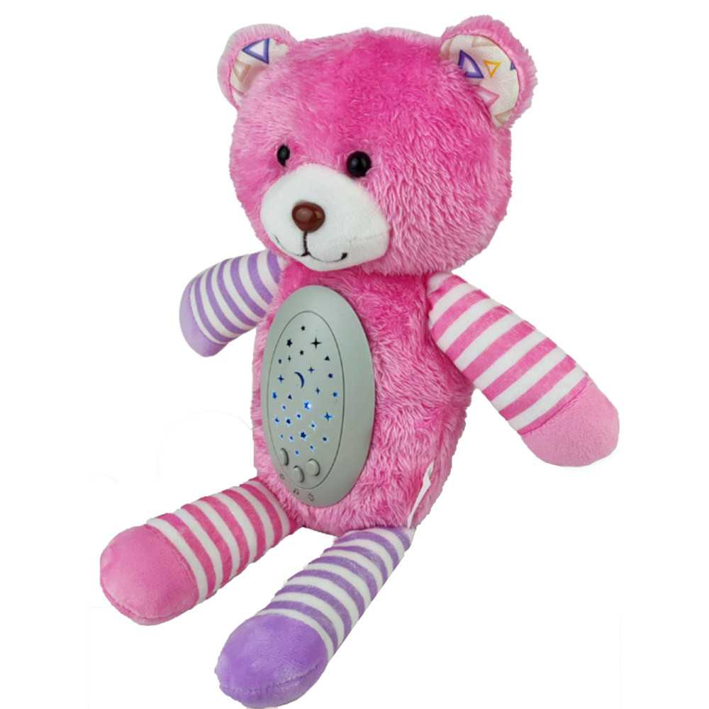 WOOPIE BABY Snuggly Sleeping Projector 2-in-1 Pink Teddy Bear - 10 lopšinių-Miegui, Žaislai, Migdukai ir karuselės, Miego žaisla