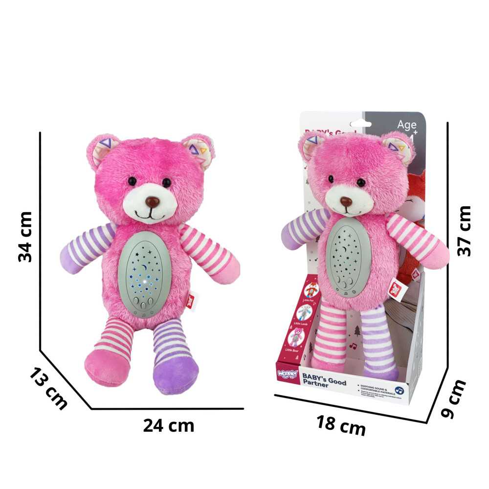 WOOPIE BABY Snuggly Sleeping Projector 2-in-1 Pink Teddy Bear - 10 lopšinių-Miegui, Žaislai, Migdukai ir karuselės, Miego žaisla