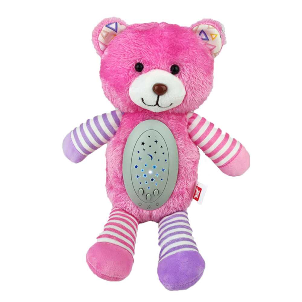 WOOPIE BABY Snuggly Sleeping Projector 2-in-1 Pink Teddy Bear - 10 lopšinių-Miegui, Žaislai, Migdukai ir karuselės, Miego žaisla