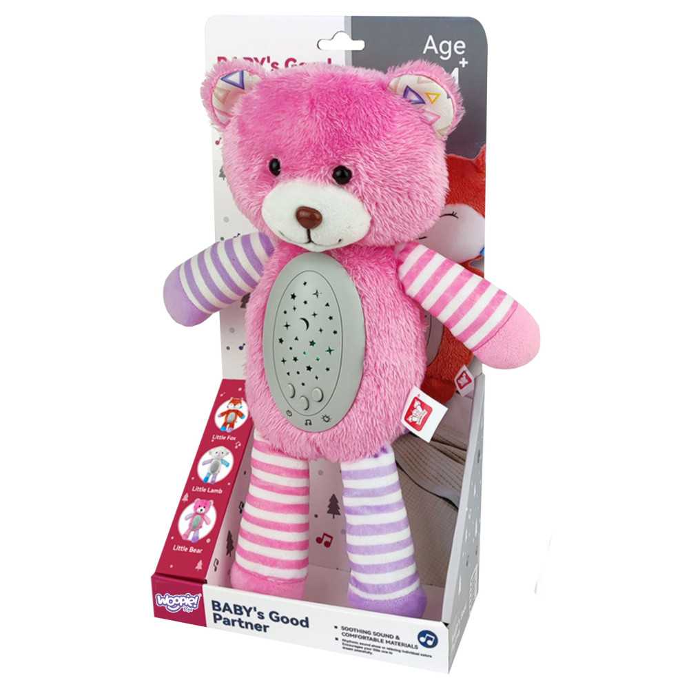 WOOPIE BABY Snuggly Sleeping Projector 2-in-1 Pink Teddy Bear - 10 lopšinių-Miegui, Žaislai, Migdukai ir karuselės, Miego žaisla