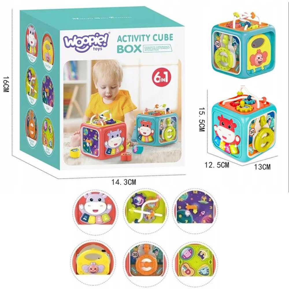 WOOPIE Kostka Sensoryczna Edukacyjna Montessori Sorter 6w1					