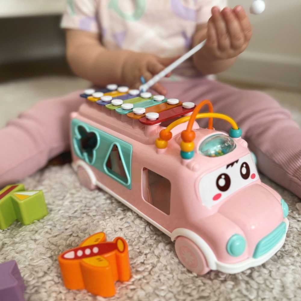 WOOPIE BABY Muzikinis automobilių rūšiuoklis su cimbolais rožinis-Žaislai, Kūdikiams, Žaislai mažyliams (iki 4 m.