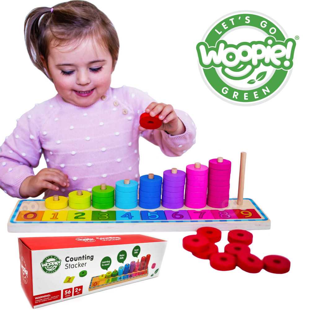 WOOPIE GREEN Układanka Nauka Liczenia i Kolorów Montessori 56 el.					