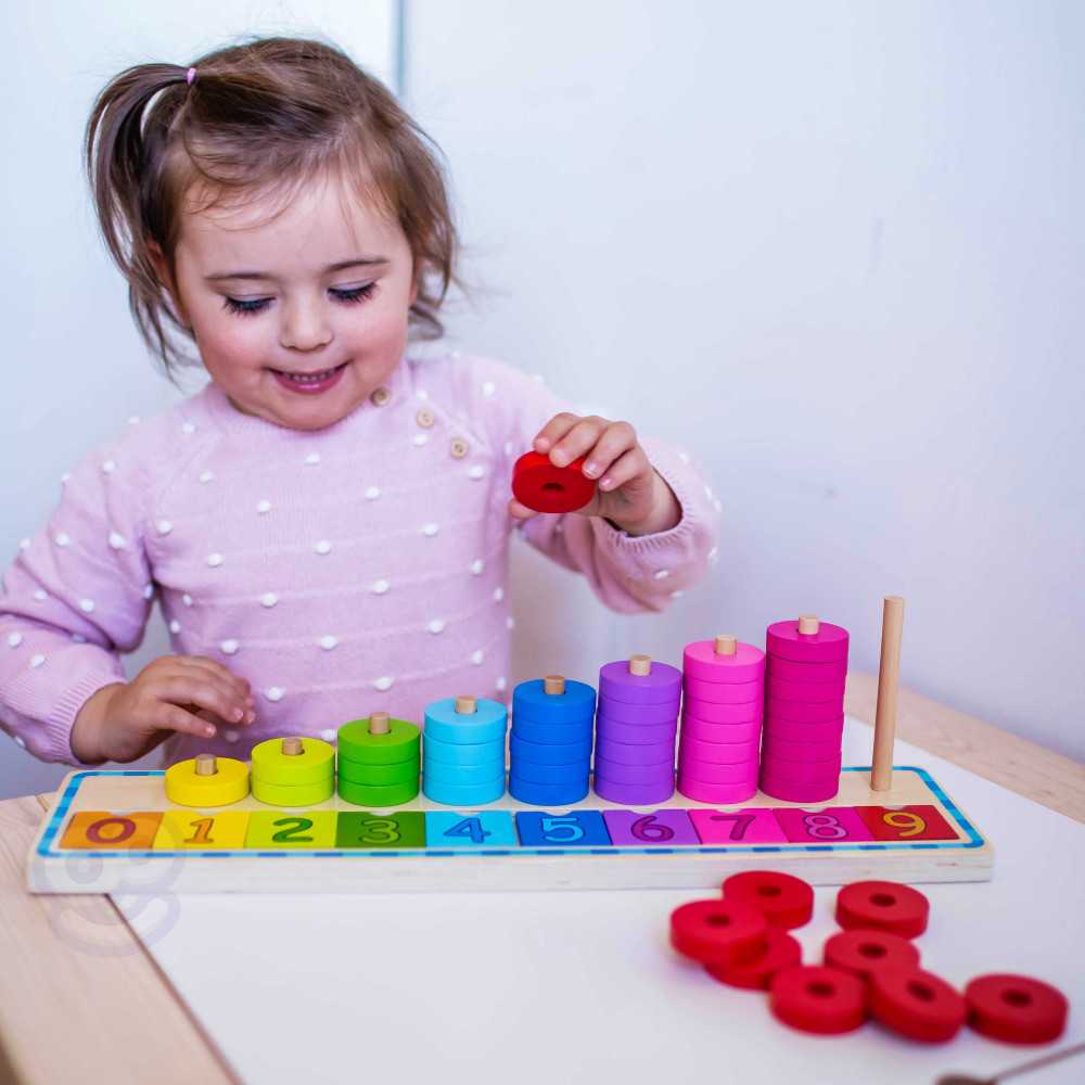 WOOPIE GREEN Układanka Nauka Liczenia i Kolorów Montessori 56 el.					