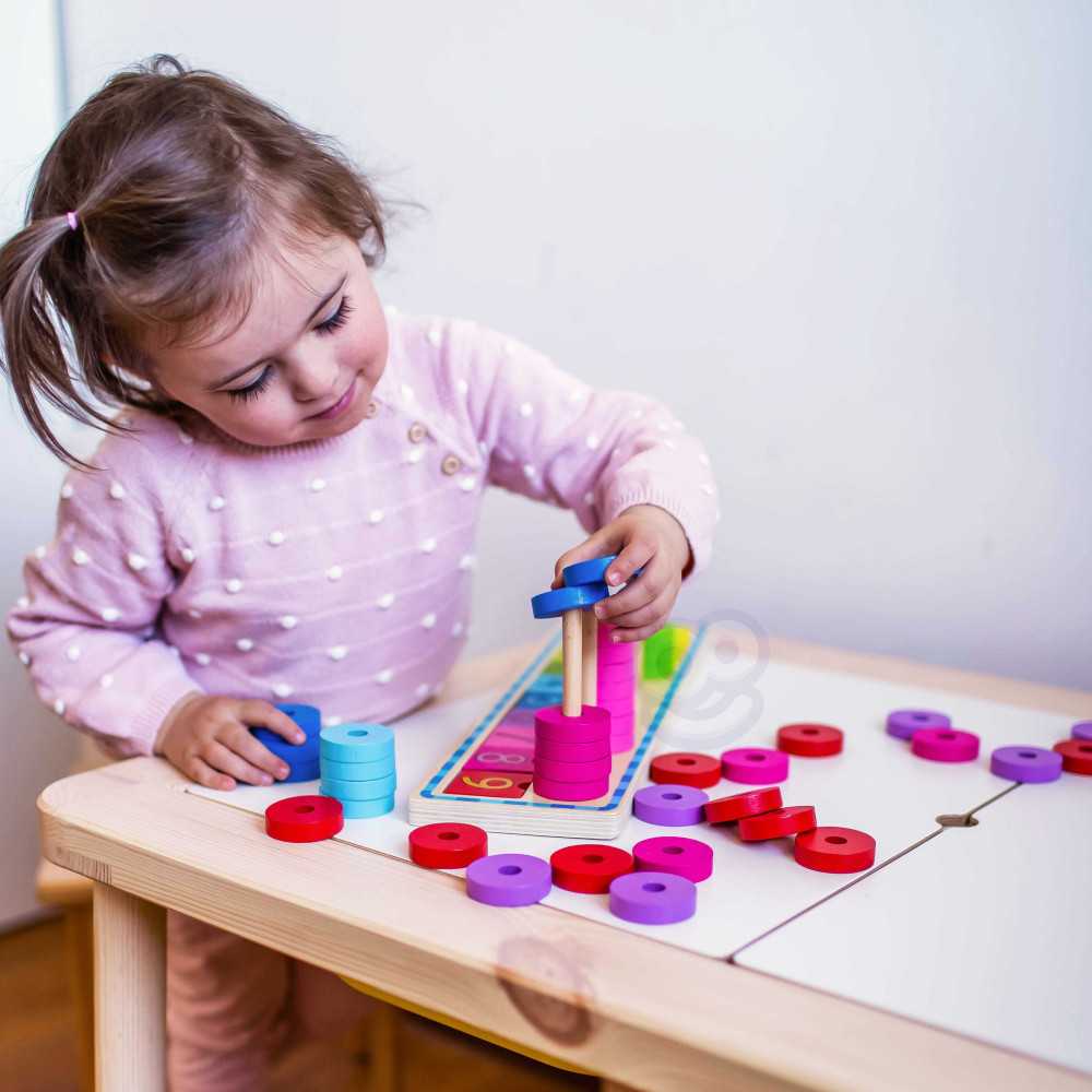 WOOPIE GREEN Układanka Nauka Liczenia i Kolorów Montessori 56 el.					