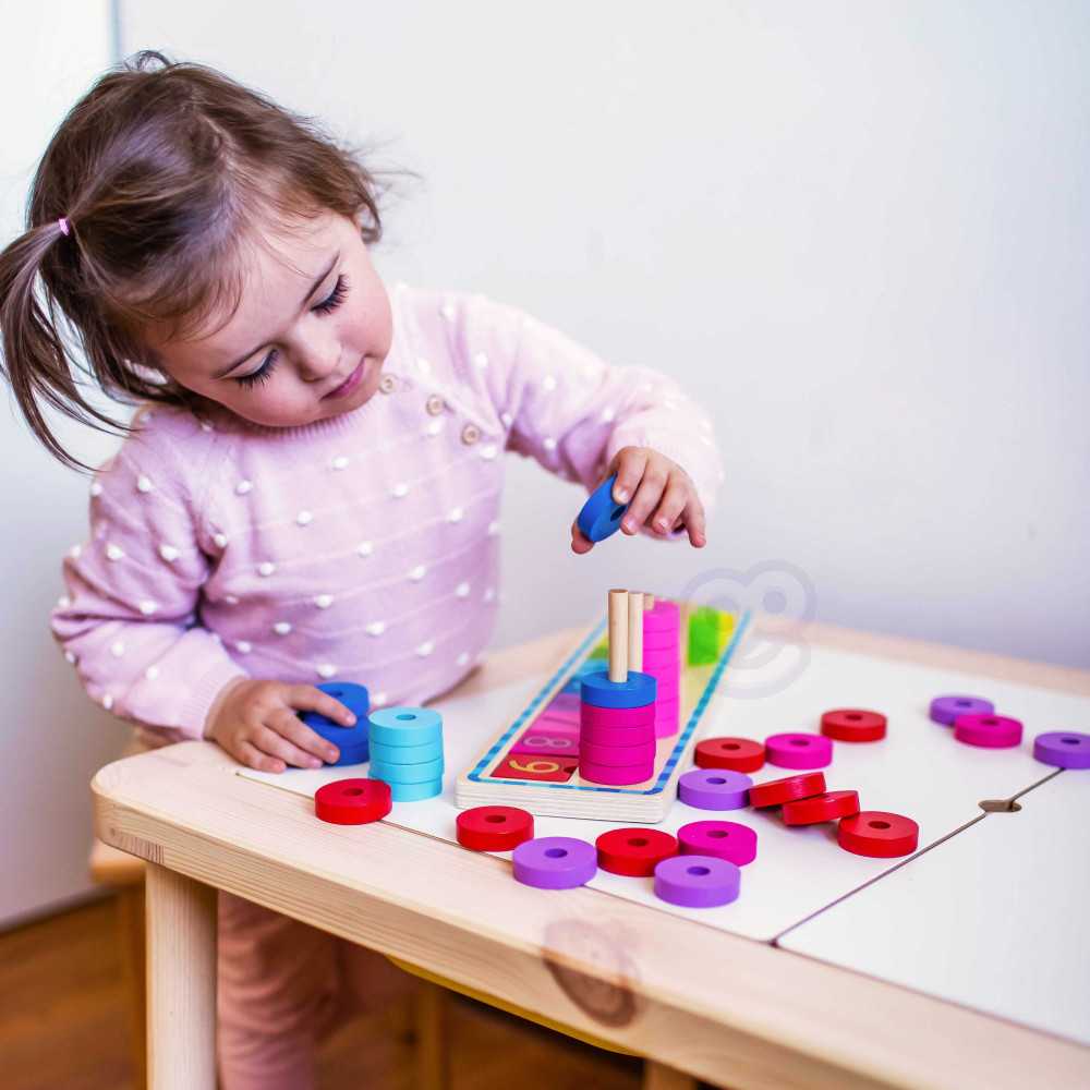 WOOPIE GREEN Układanka Nauka Liczenia i Kolorów Montessori 56 el.					