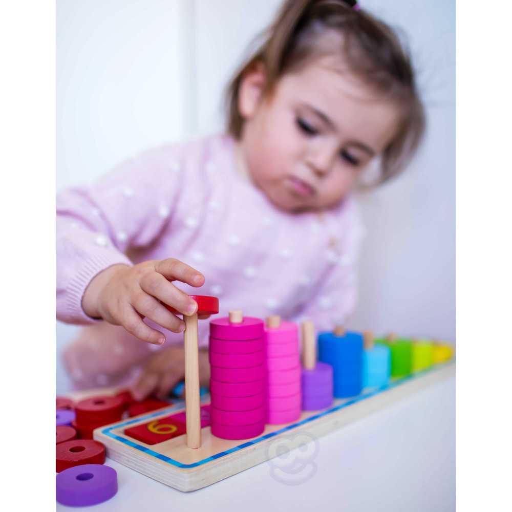 WOOPIE GREEN Układanka Nauka Liczenia i Kolorów Montessori 56 el.					