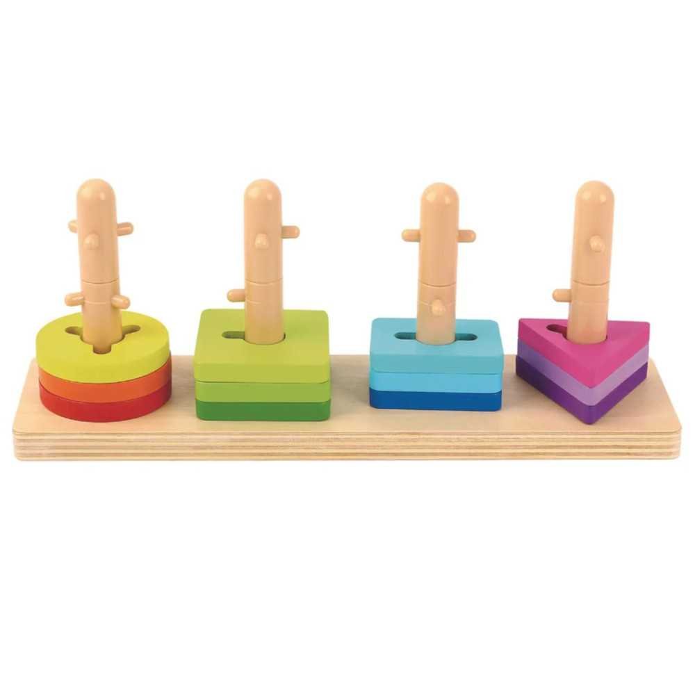 TOOKY TOY Sorter Kształtów z Kolorowymi Blokami Montessori					