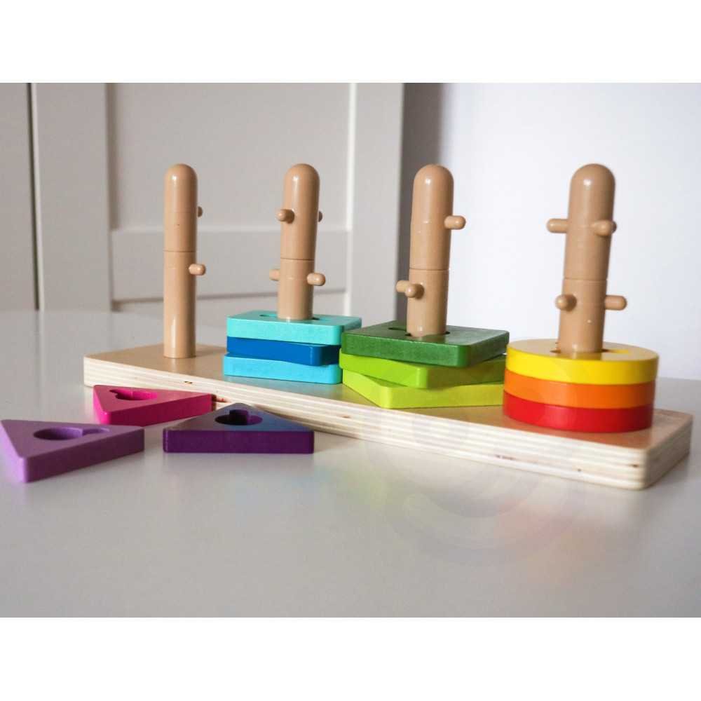 TOOKY TOY Sorter Kształtów z Kolorowymi Blokami Montessori					