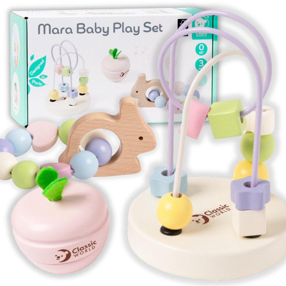 CLASSIC WORLD Pastelinių kūdikių variklių rinkinys dėžutė Pirmieji žaislai nuo gimimo
