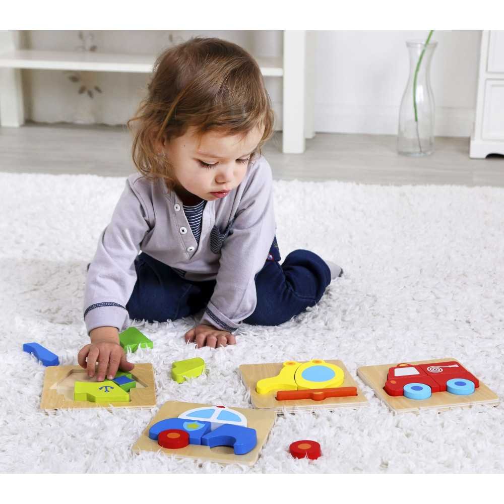 TOOKY TOY Dėlionės Montessori dėlionė Storos kaladėlės Laivas 6 el.