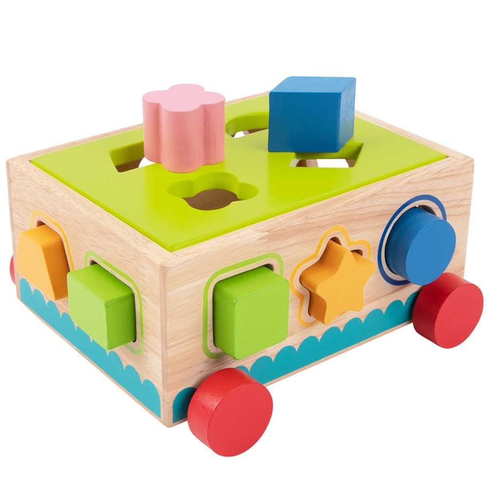 TOOKY TOY Drewniany Sorter Wózek Klocki 16 el.					