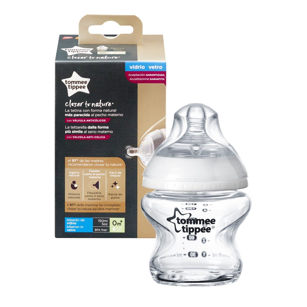 TOMMEE TIPPEE stiklinis buteliukas, 150 ml, 0 mėn+, 42243791-Maitinimui, Buteliukai ir žindukai-e-vaikas