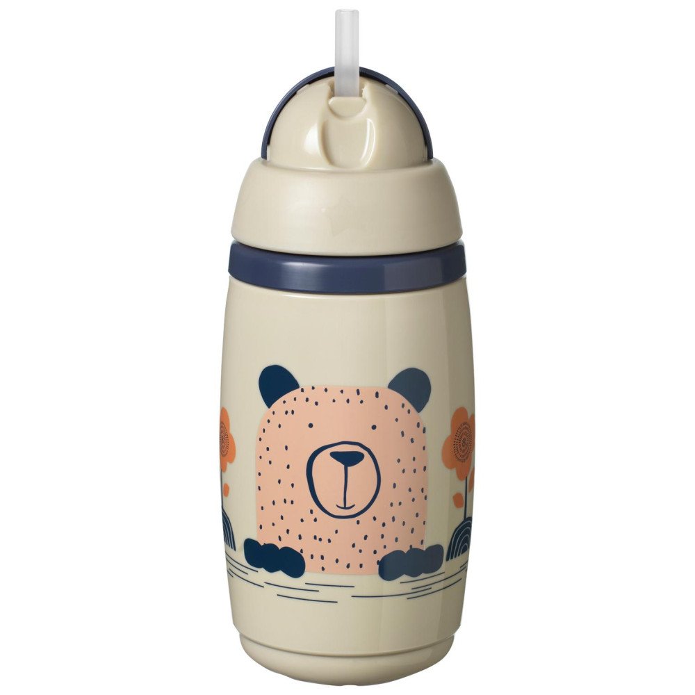 TOMMEE TIPPEE gertuvė - termosas su šiaudeliu INSULATED STRAW 266ml, 12m+, grey, 447824-Maitinimui, Indai, įrankiai, gertuvės, P