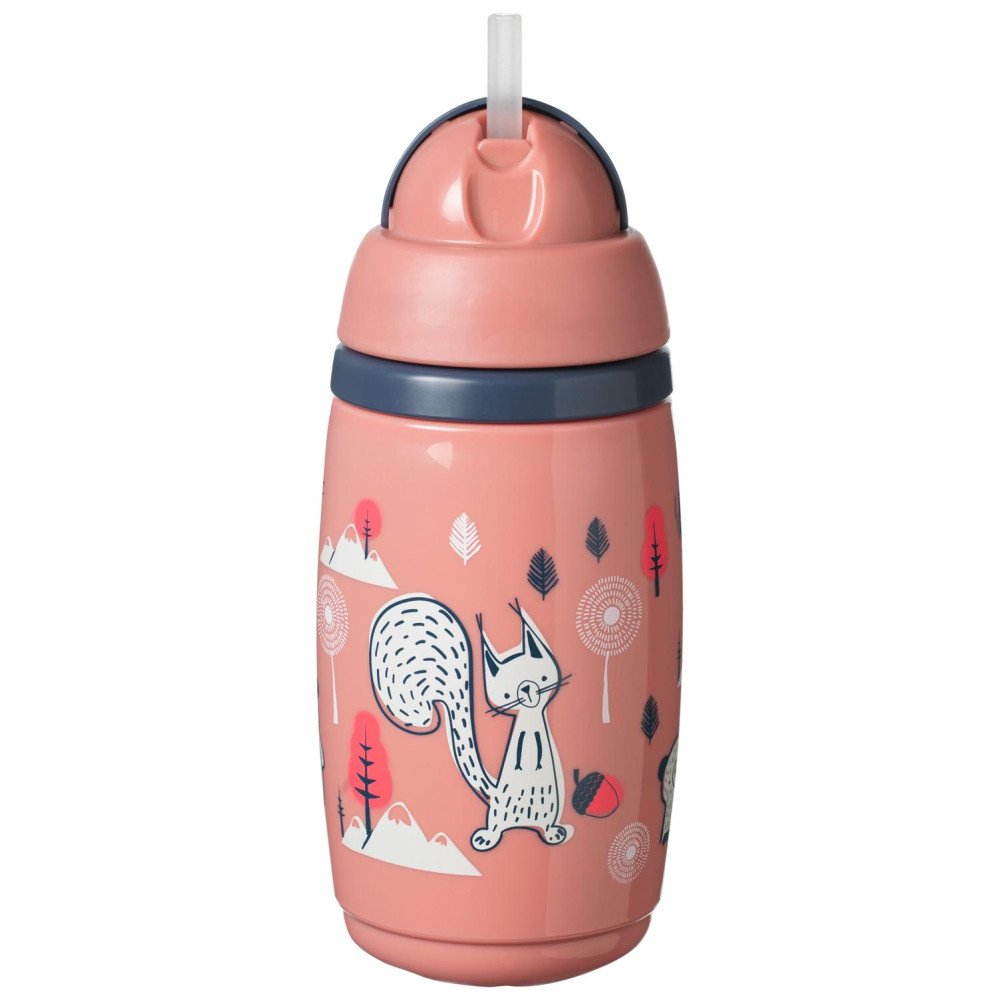 TOMMEE TIPPEE gertuvė - termosas su šiaudeliu INSULATED STRAW 266ml, 12m+, pink, 447825-Maitinimui, Indai, įrankiai, gertuvės, P