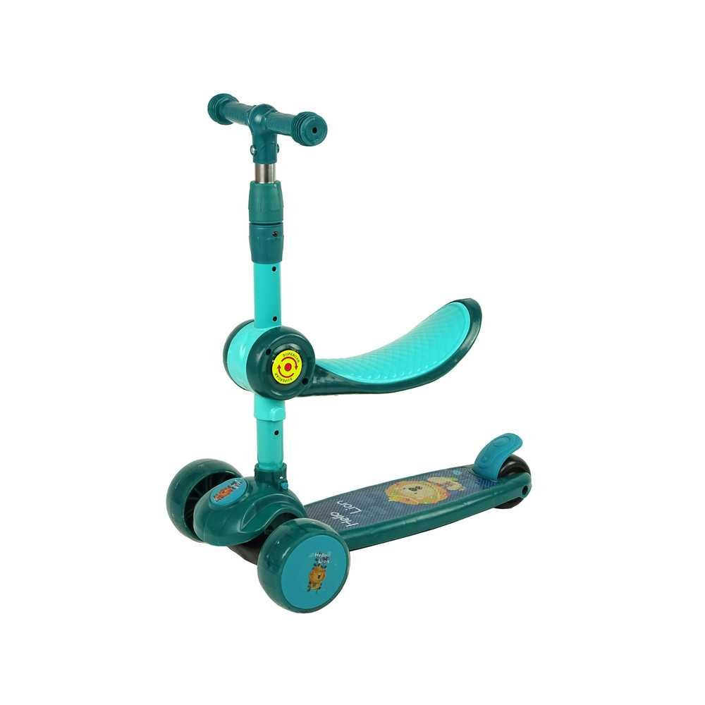 Three-wheeled balance scooter Saddle Green Music Diodes Lion