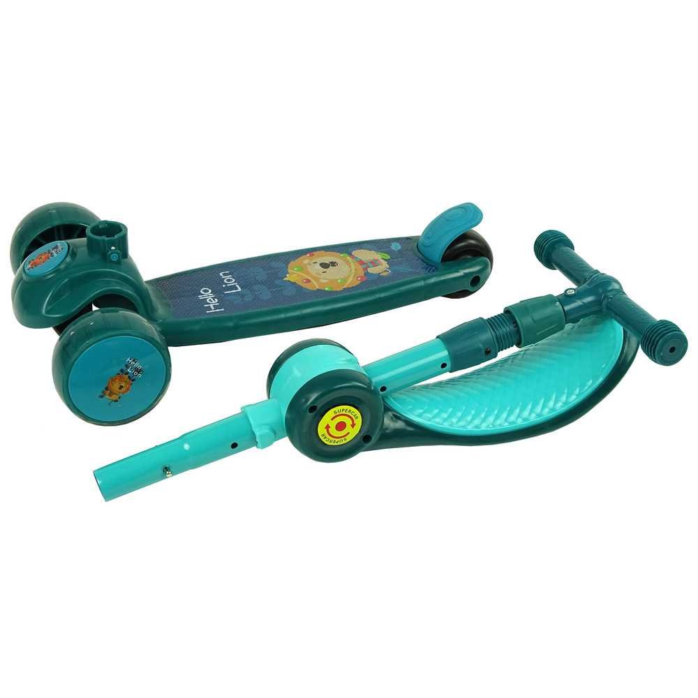 Three-wheeled balance scooter Saddle Green Music Diodes Lion