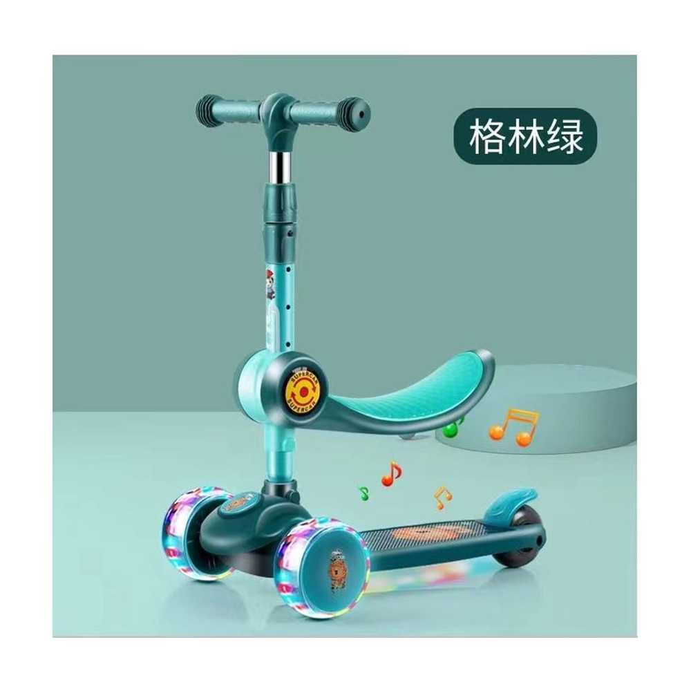 Three-wheeled balance scooter Saddle Green Music Diodes Lion