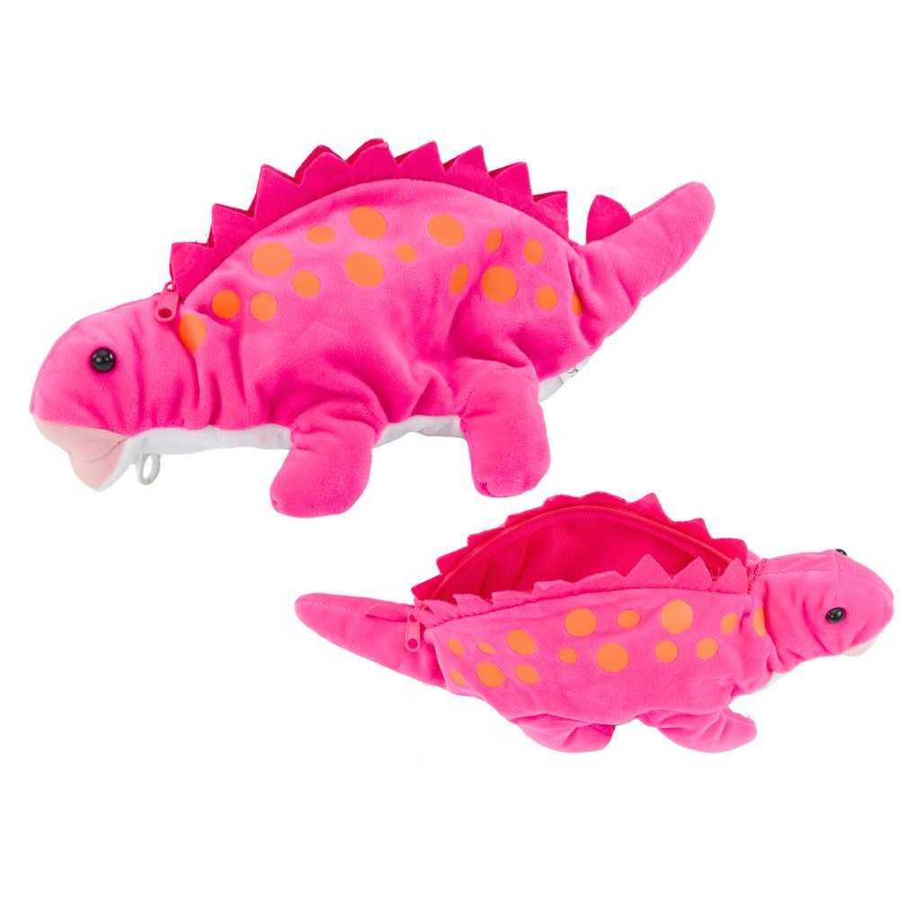 Plush Dinosaur Pencil Case Storage Box Pendant Pink