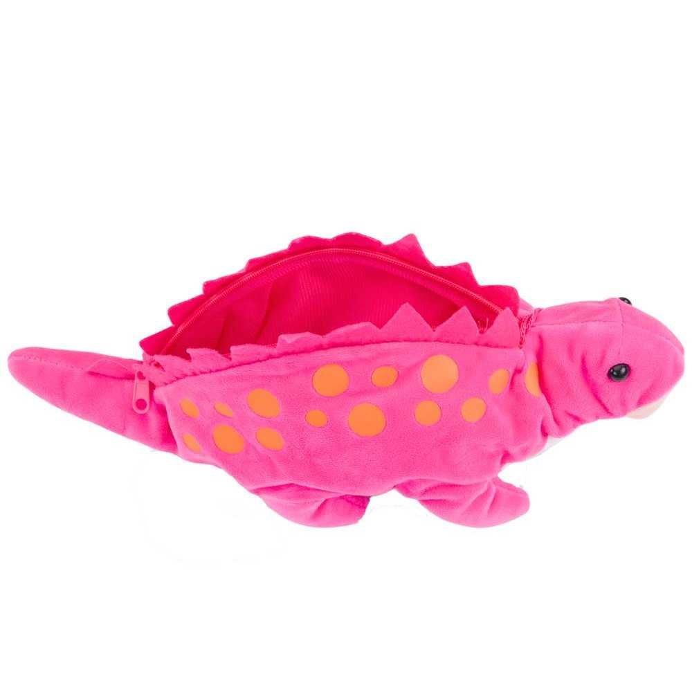 Plush Dinosaur Pencil Case Storage Box Pendant Pink