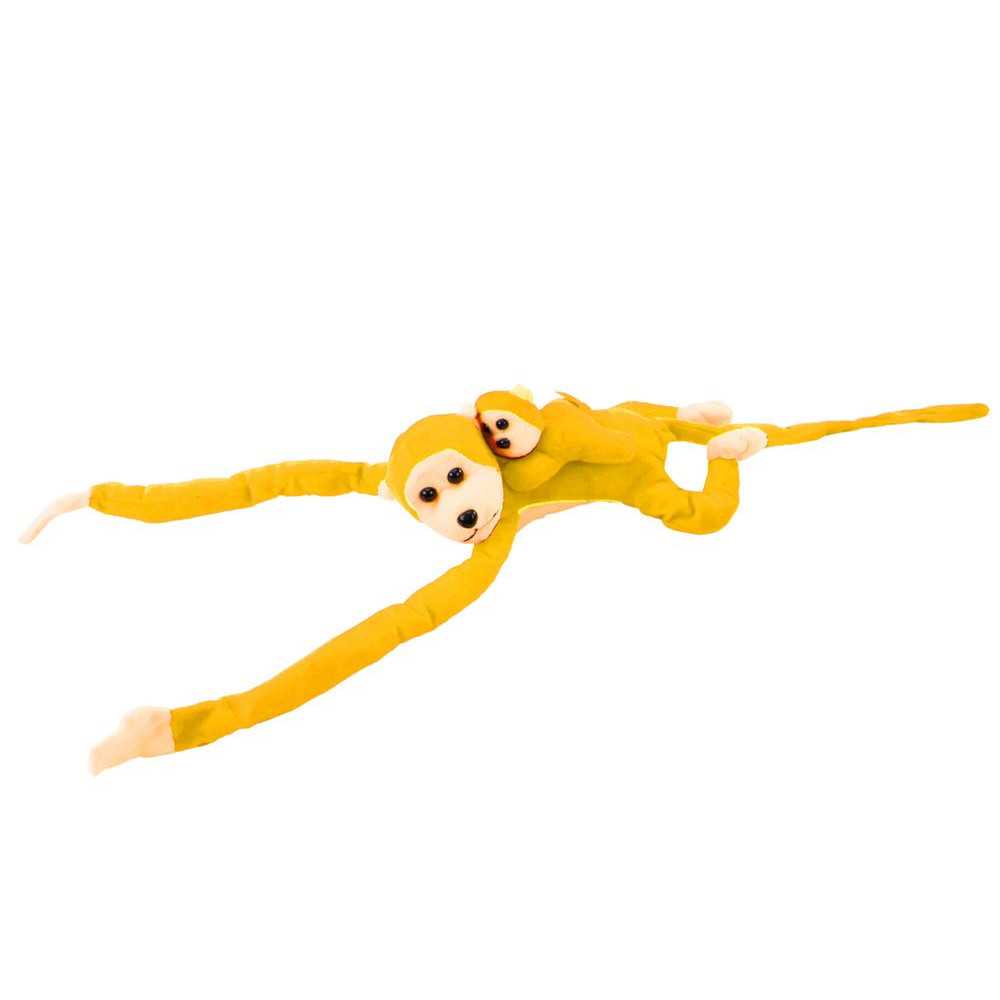 Mascot Plush Monkey with Baby, Yellow 70 cm