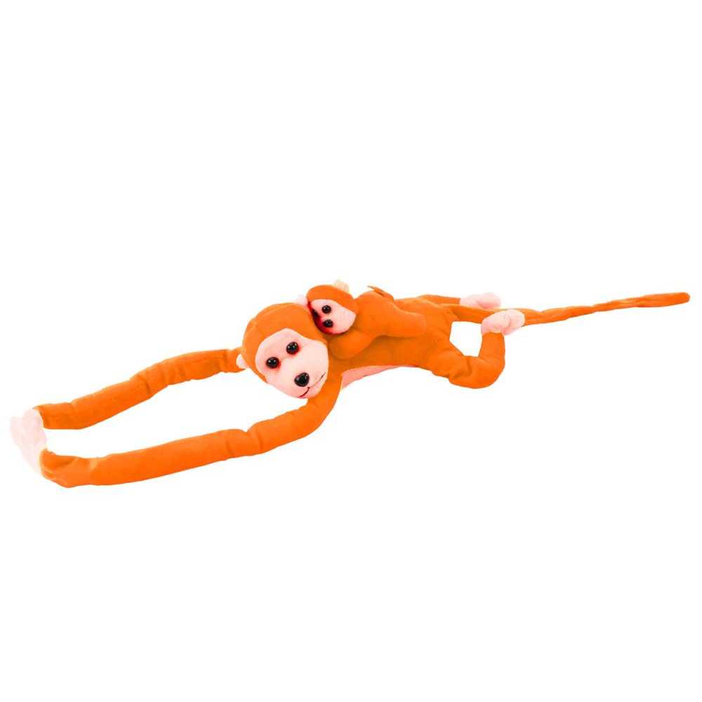 Plush Monkey with Baby Mascot, Orange with Sound 70 cm