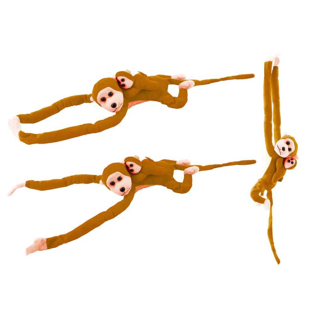 Mascot Plush Monkey with Baby, Light Brown 70 cm