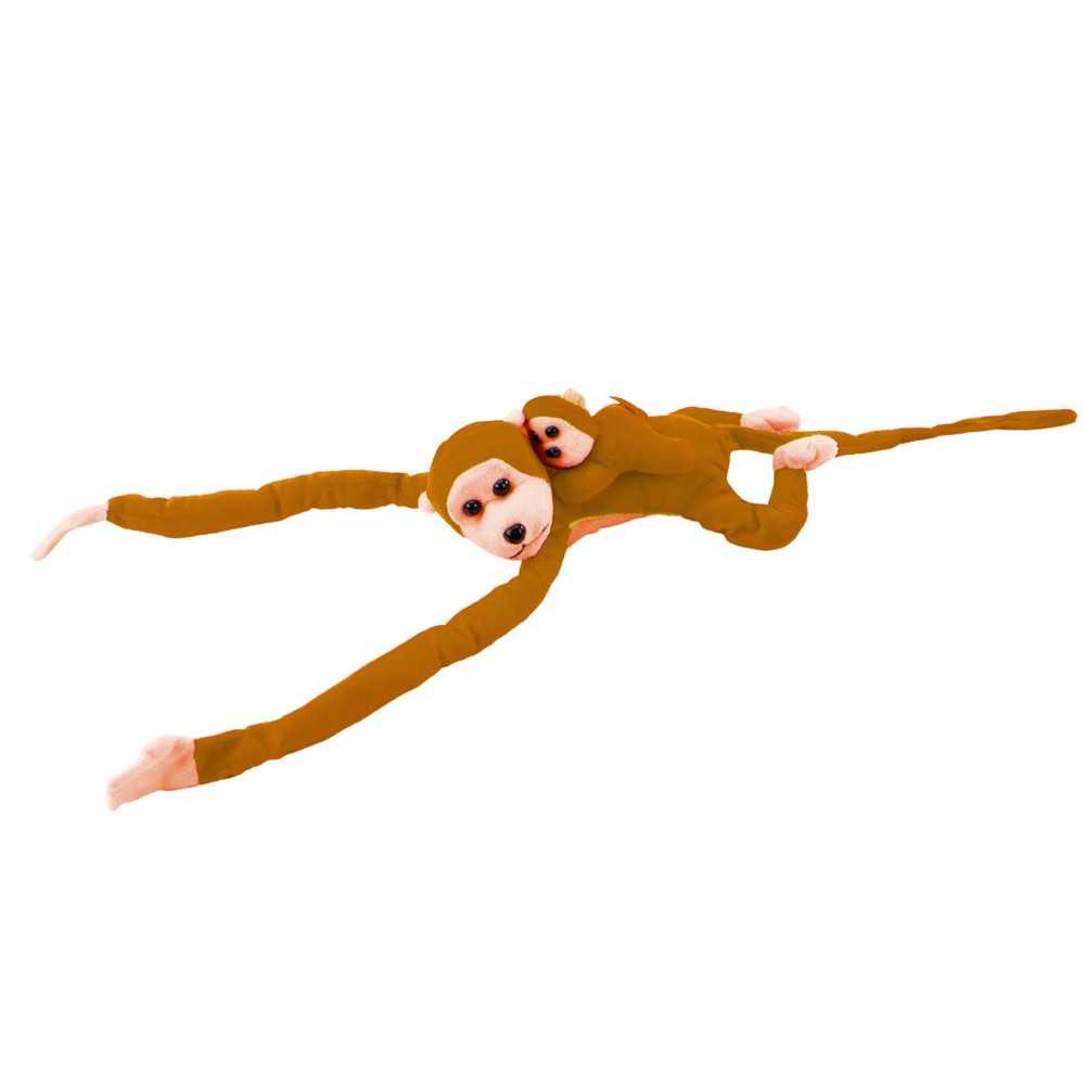 Mascot Plush Monkey with Baby, Light Brown 70 cm