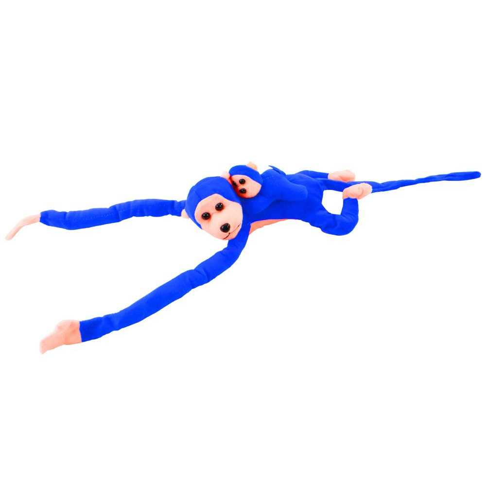 Mascot Plush Monkey with Baby, Blue 90 cm