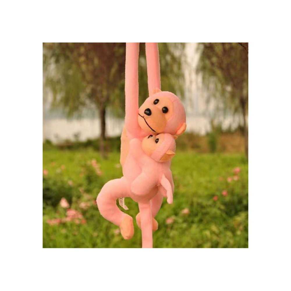 Mascot Plush Monkey with Baby, Pink 90 cm