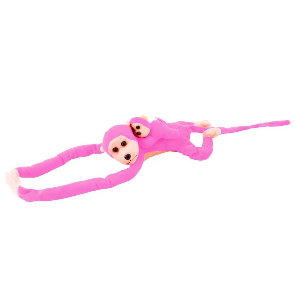 Mascot Plush Monkey with Baby, Pink 90 cm