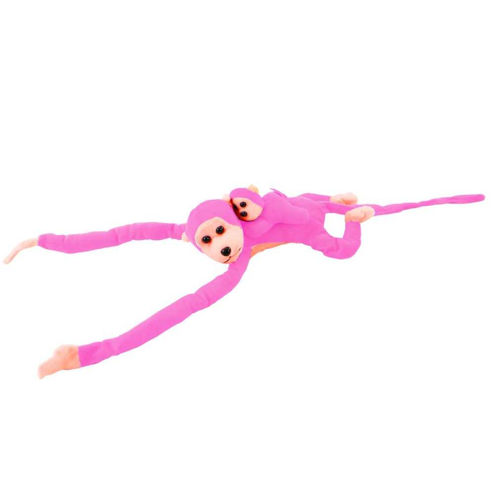 Mascot Plush Monkey with Baby, Pink 90 cm