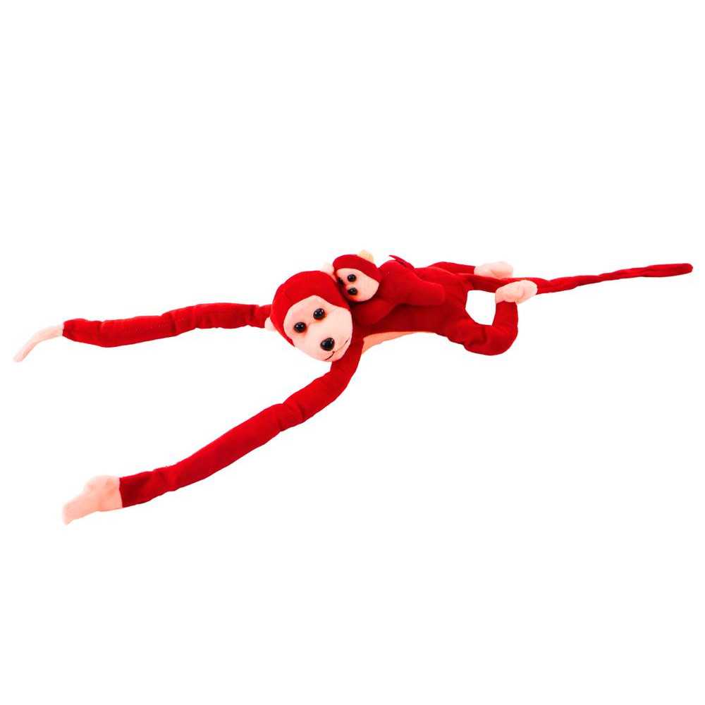 Mascot Plush Monkey with Baby, Red 90 cm